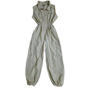 Love Hightlight Sleeveless Collared jumpsuit Tan XXX-Large A001337